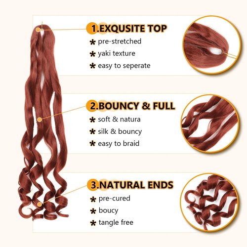 French Curl Braiding Hair Pre Stretched 22 Inch Braiding Hair 350# Loose Wavy Pre Streched Braiding Hair for Black Women (22 Inch(7Packs), 350#)