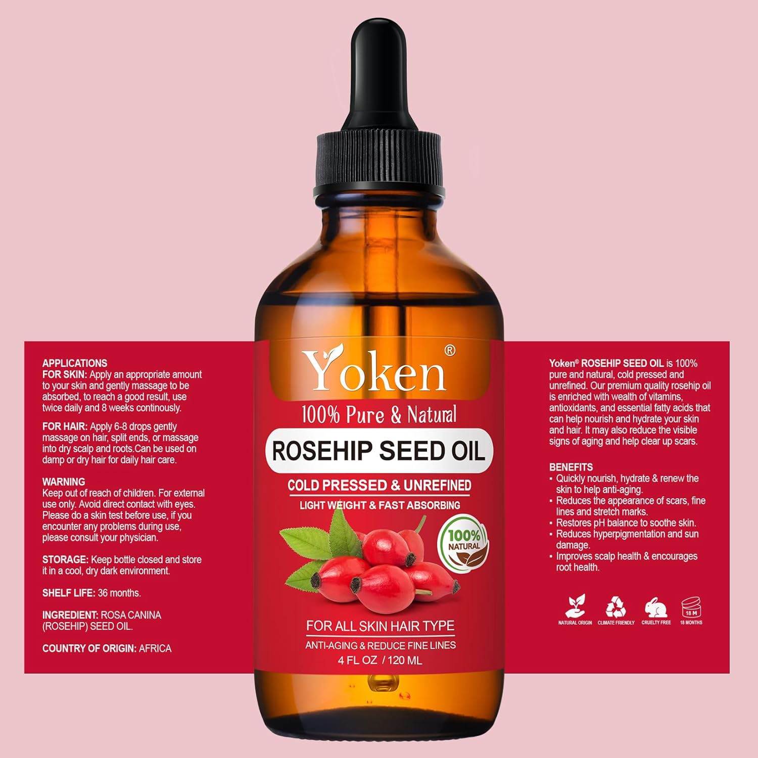Organic Rosehip Seed Oil for Face,100% USDA Pure Rosehip Oils for Skin,Scars,Hair & Nails.2 fl Oz Cold Pressed Rose HIPS Oils for Skin Care, Anti-Aging, Scar Treatment, GUA SHA Massage Carrier Oil