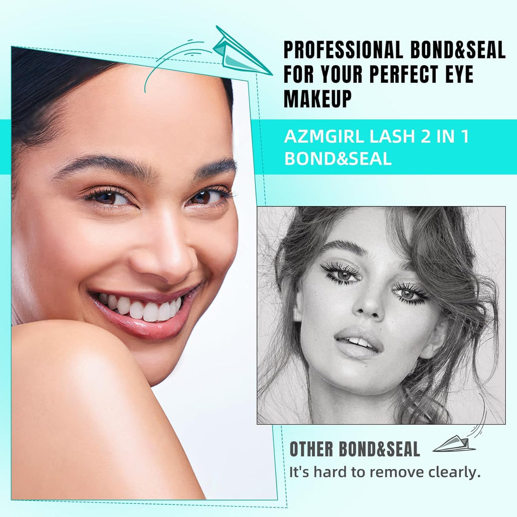 Lash Bond and Seal Eyelash Cluster Glue House of Lash Clusters Mascara Wand Glue 10ml Long Lasting 72 Hours Black Cluster Lash Glue + Lash Seal 2 in 1 Lash Clusters at Home By AMZGlRL(Black)