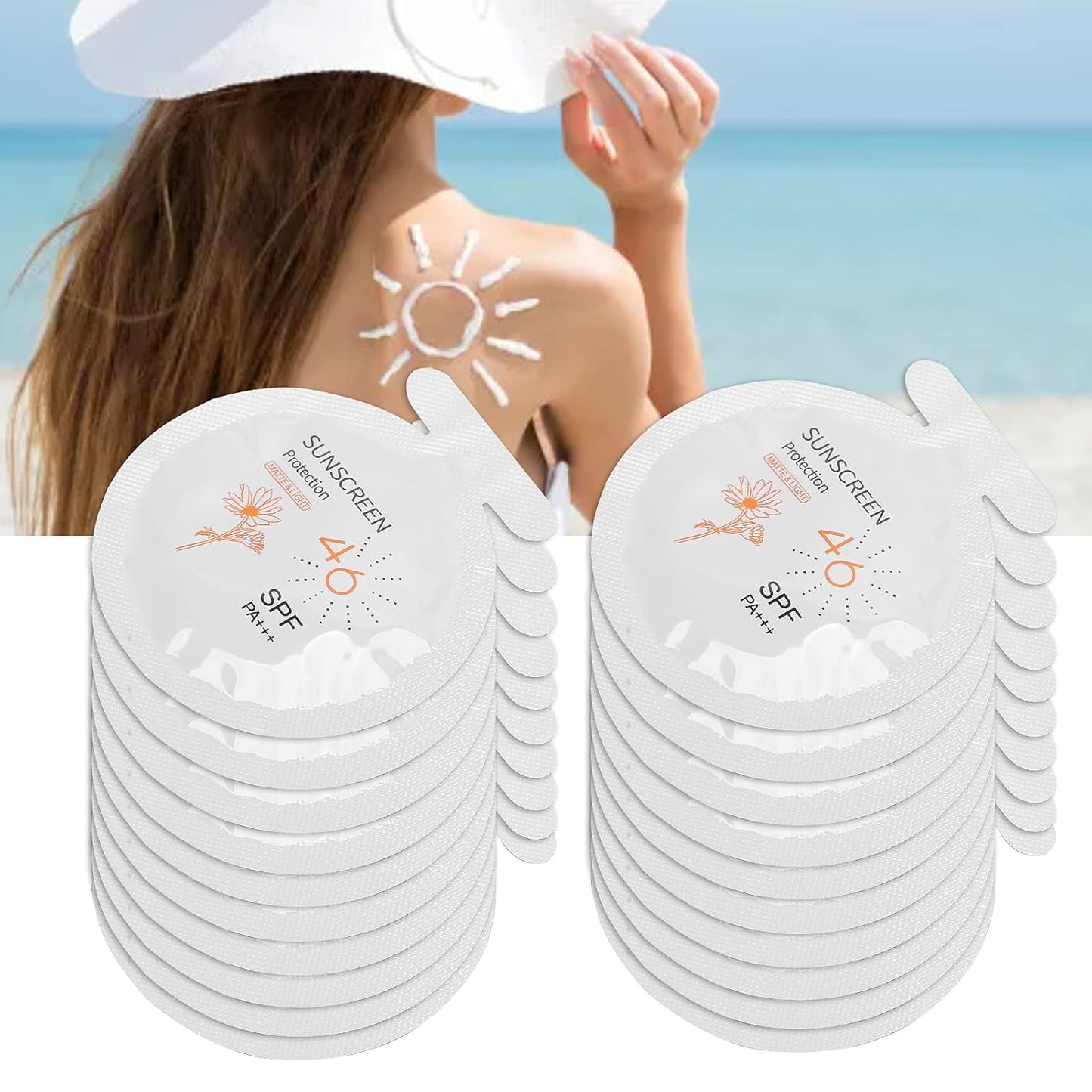 SPF 46 Sunscreen Pack of 20 - Moisturizing Water-Resistant Face & Body Sunblock
