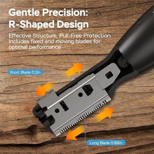 Eyebrow Trimmer, Facial Hair Trimmer Precision Detailer with Rinseable Blade, Battery Powered Double-Sided Eyebrow Razor with Comb, Compact Pen-Size Safe Painless Shaver for Chin Peach-Fuzz