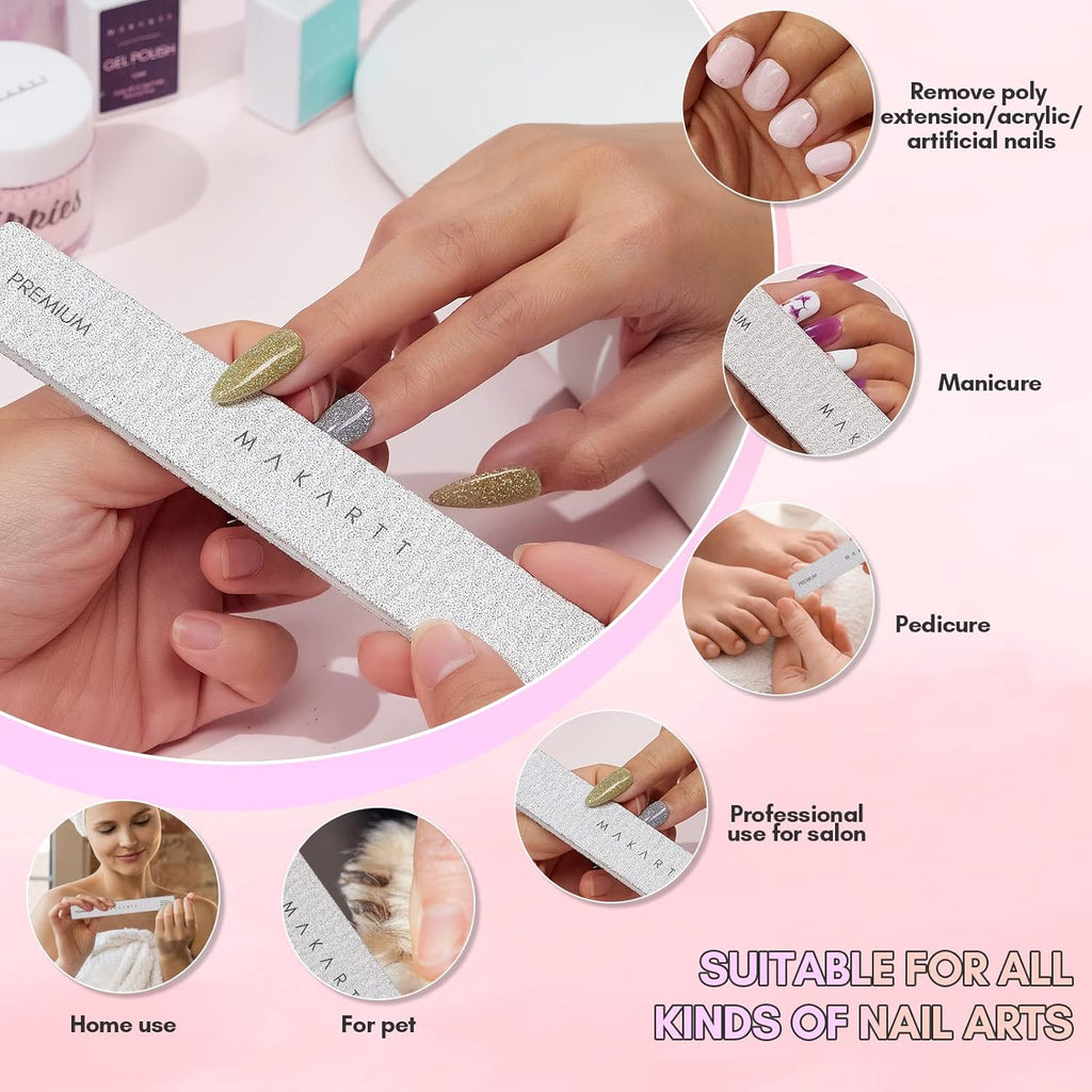 Makartt Nail File: 100/180 Grit Emery Boards for Nails, 10 Pcs Zebra Doubled Sides Coarse Fingernail Filer for Acrylic and Extension Gel Removal Manicure Kit Salon Home Use