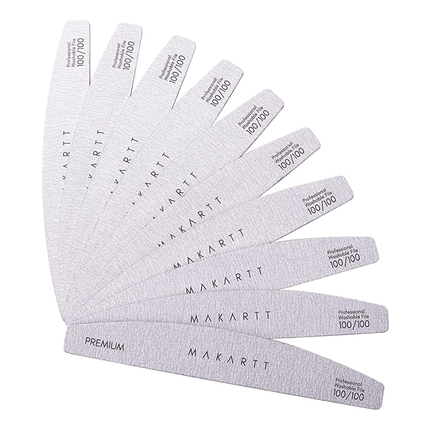 Makartt Nail File: 100/180 Grit Emery Boards for Nails, 10 Pcs Zebra Doubled Sides Coarse Fingernail Filer for Acrylic and Extension Gel Removal Manicure Kit Salon Home Use