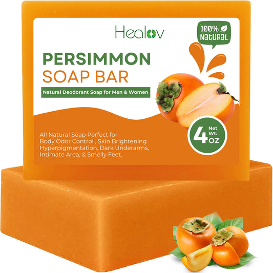 Persimmon Soap Bar for Body Odor Control – Purifying Deodorizing Face & Body Wash for Eliminating Nonenal Body Odor – Great for Skin Brightening, Hyperpigmentation – Deodorant Soap for Men & Women