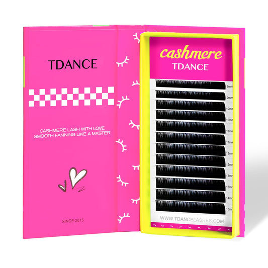 TDANCE Cashmere Lash Extensions 0.03mm CC Curl 8-15mm Super Matte Black Volume Lash Extensions Eyelash Extensions Professional Salon Use(0.03-CC,8-15mm)