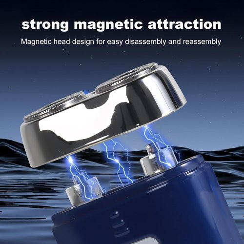 Mini Electric Shaver - USB C Fast Charge Portable Small Shavers for Men, Dual Head Pocket Shaver Washable Travel Electric Razor, Powerful Wet and Dry Mini Razor, Easy One Button Use (Blue)