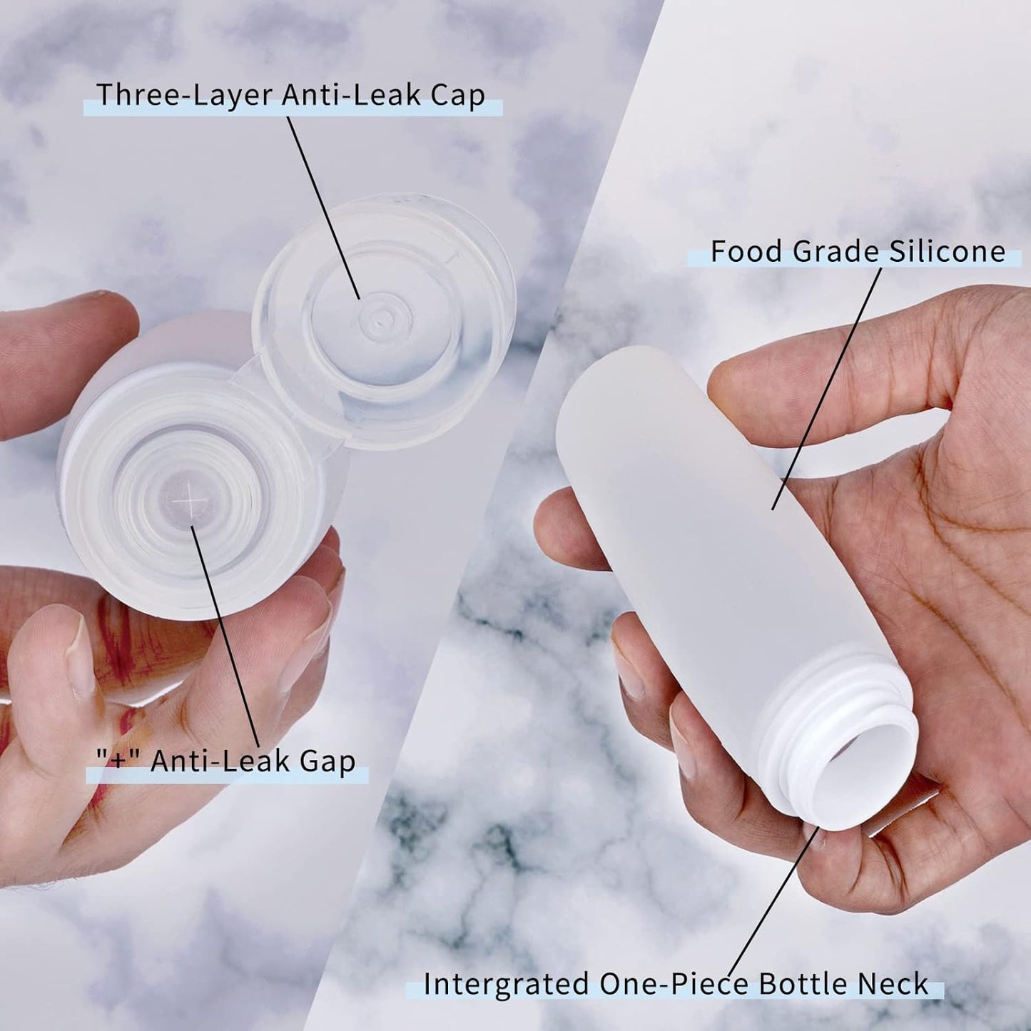 Travel Size Silicone Bottles Set - TSA Approved Leak-Proof 4 Pack for Toiletries