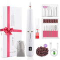 Professional Electric Nail Filer Drill Kit：Rechargeable Electric Nail Drill Set，Cordless Nail File Electric Sander for Acrylic Nail Files and Buffers with Nail Drill Bits Sanding Bands (White)