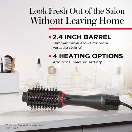 REVLON One-Step Volumizer Plus Hair Dryer and Styler, Enhanced Motor for Less Frizz, More Shine, and Reduced Heat Damage for Salon Style Round Brush for Blowout, Black (Amazon Exclusive)