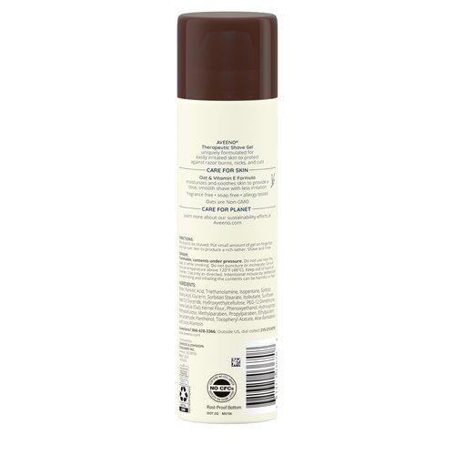 Aveeno Therapeutic Shave Gel with Oat and Vitamin E to Help Prevent Razor Bumps, Soothes Dry Skin and Provides a Close, Smooth Shave with Less Irritation, Fragrance-Free, 7 oz