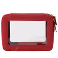 SANHECUN Toiletry bag waterproof cosmetic organizer with handle large opening for travelling car organizers (Red)