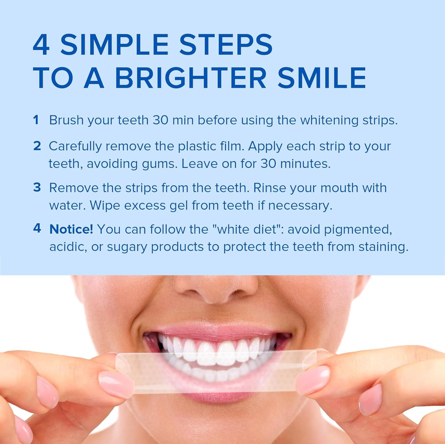 Teeth Whitening Strips with Mint Flavor - Gentle Calcium Formula for Sensitive Teeth - 28 Pack