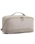 BAGSMART Makeup Bag Cosmetic Bag, Travel Makeup Bag,Water-resistent Makeup Bags for Women Portable Pouch Open Flat Make Up Organizer Case for Toiletries, Brushes, Tranquil Gray