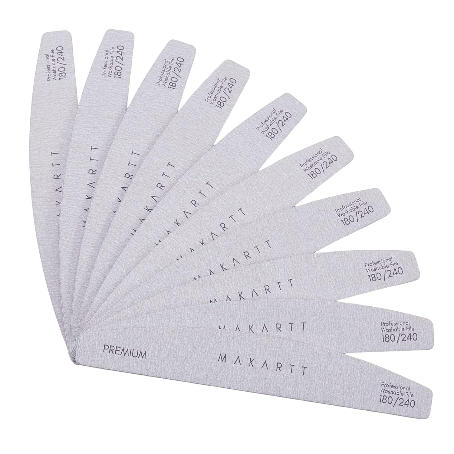 Makartt Nail File: 100/180 Grit Emery Boards for Nails, 10 Pcs Zebra Doubled Sides Coarse Fingernail Filer for Acrylic and Extension Gel Removal Manicure Kit Salon Home Use