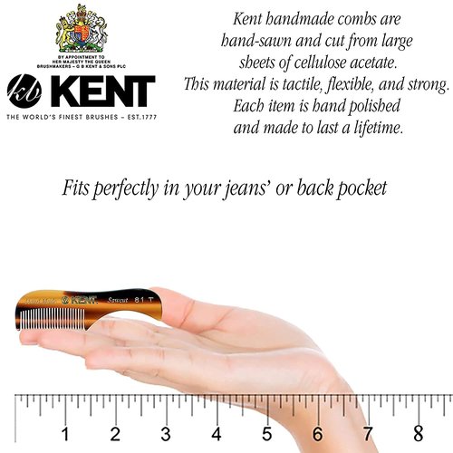 Kent Grooming Kit: Beard and Mustache Combs, Fine Pocket Comb, Hair Brush, Made in England for Travel and Home Care