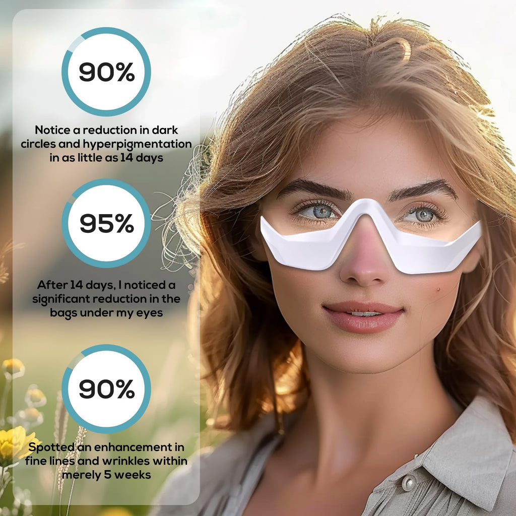 WINTER PLUM Under Eye Red Light Therapy Glasses, Under Eye Red Light Therapy Device Eye Glasses Massager Red Light Therapy for Face Under Eye Device Reduce Dark Circles Relax Eye Strain