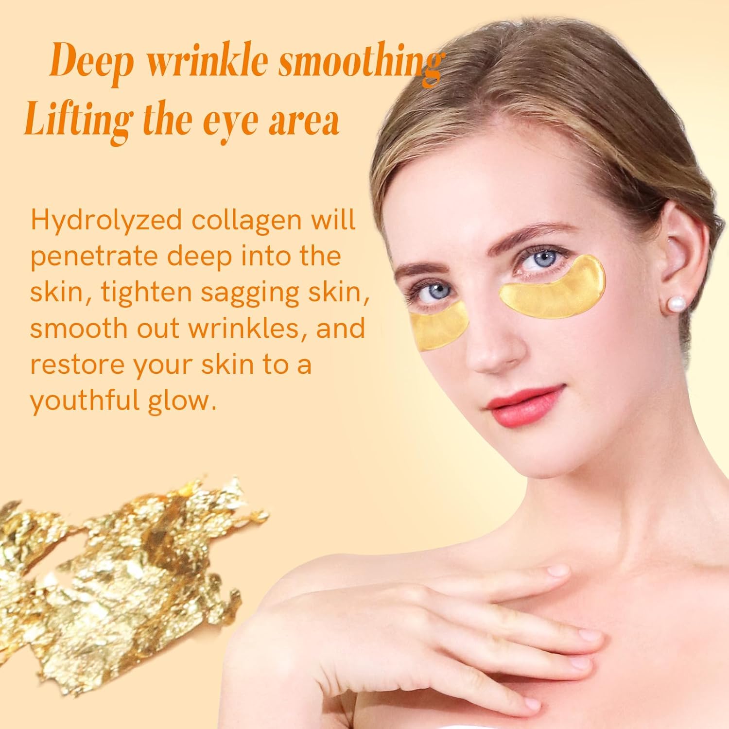Under Eye Patches Gold and Hyaluronic Acid for puffy eyes,Rose Eye Masks for Dark Circles and Puffiness skin care Smooth Wrinkles products 30 Pairs