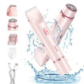 Glow Aura Womens Shaver,2025 Upgrade Dual Head Shaver Women,Ezme Razor, 2 in 1 Wet & Dry Waterproof Electric Bikini Trimmer for Women,Pink