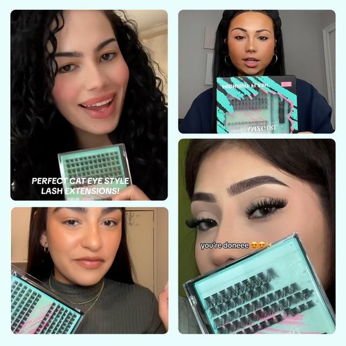AMZGIRL LASH Midnight DIY Lash Extension Kit, 144 pcs Eyelash Clusters Kit Lash Bond and Seal, Lash Glue Remover and Applicator for Individual False Eyelashes Kit Lash Extensions(D-16mm Kit)
