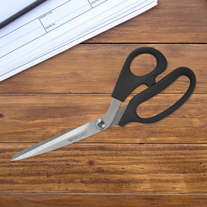 Multipurpose 9-Inch Bent Scissors for Sewing, Craft & Office - Stainless Steel, Black