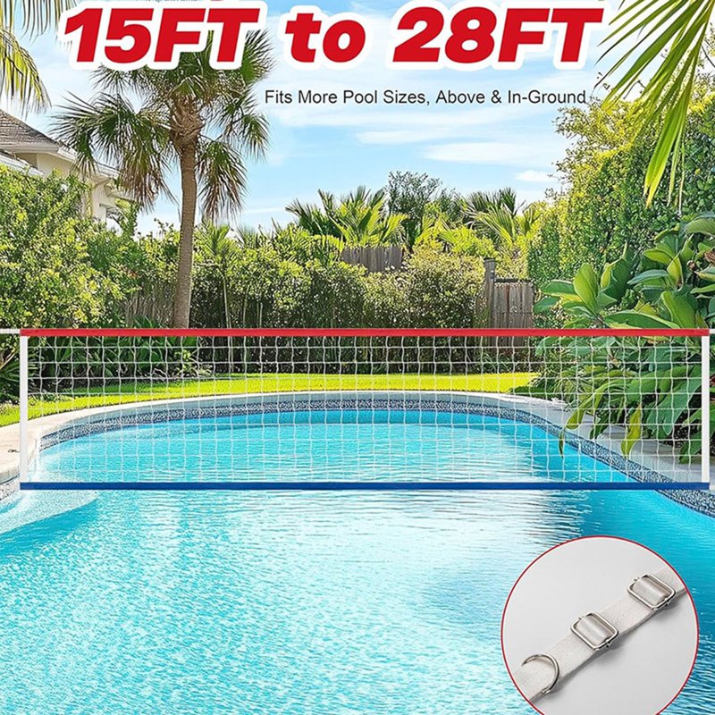 Heavy-Duty Pool Volleyball Net Set with Water Bag Support for Pool Games