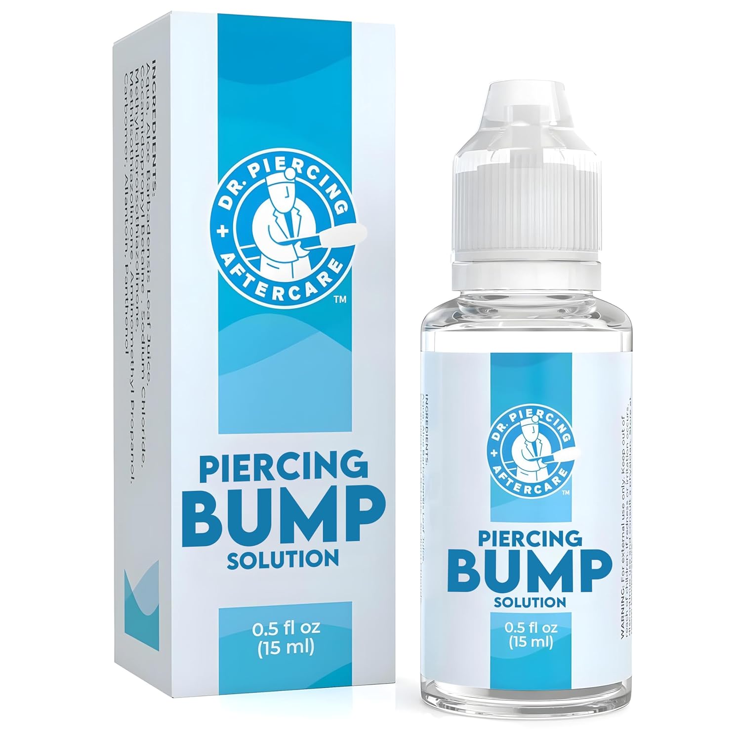 Dr. Piercing Aftercare Keloid Drops – Non-Greasy Saline Solution for Keloid Bump Removal for Piercings - May Reduce Appearance of Nose Piercing Bump, Nose Ear Lip Belly (15 mL)