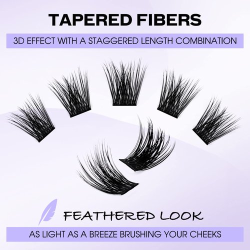 Lash Clusters Individual Lashes C/D Curl Cluster Lash Wide-stem Eyelashes Cluster 12-16mm Thin Band Cluster Lashes Soft Wispy Clusters Comfortable Lash Clusters (Natural/Volume+-0.07D, 12-16mm Mixed)