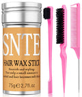 Slick Back Hair Brush Set: Hair Wax, Edge Brush, Rat Tail Comb, Bristle Brush, Hair Bun Accessories, Smoothing Brush for Women & Kids