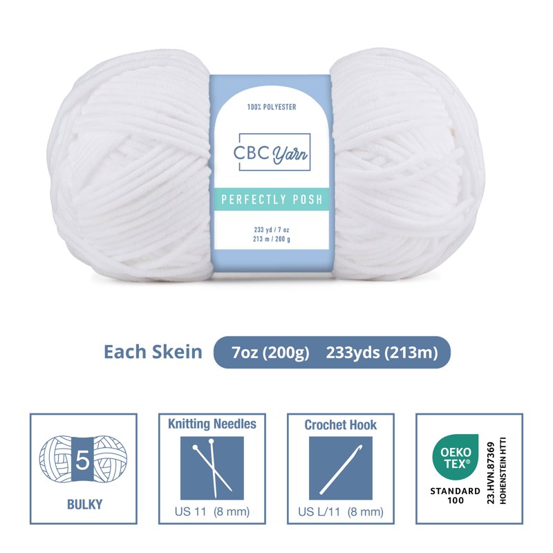 Bulk Chenille Yarn for Knitting & Crocheting - 6 Pack, Soft & Fluffy