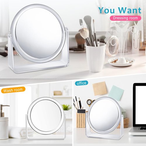 15X Vanity Mirror Makeup Mirror,1X/15X Magnification Double Sided Magnifying Mirror,360 Degree Swivel Desk Mirror,Portable Table Counter top Mirror for Bathroom Shaving Mirror,Gift for Women