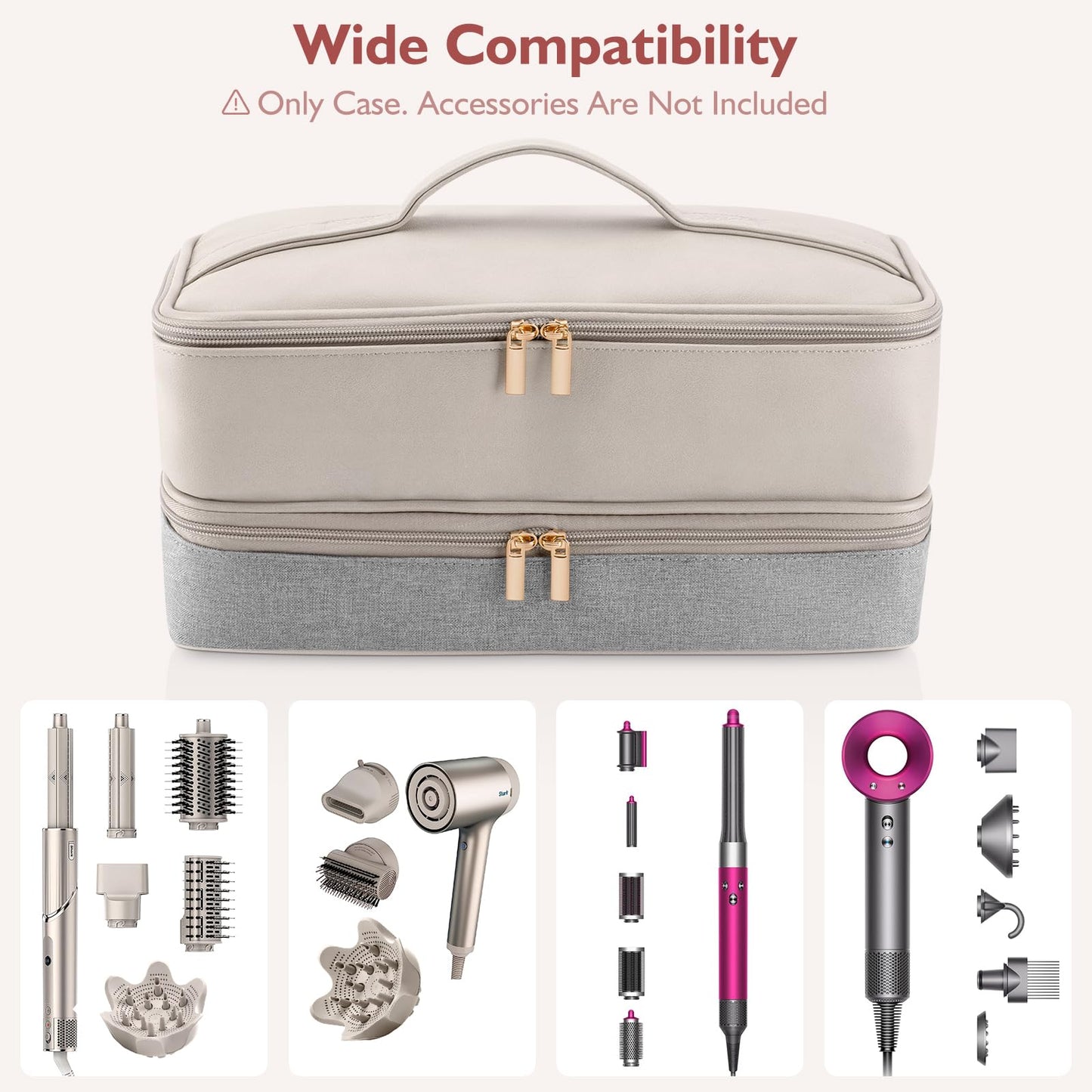 Travel Carrying Case for Hair Dryer Shark Flexstyle Dyson Airwrap Brush Double-Layer Hair Accessories Tools Storage Bag for Revlon Hairdryer Styler Organizer