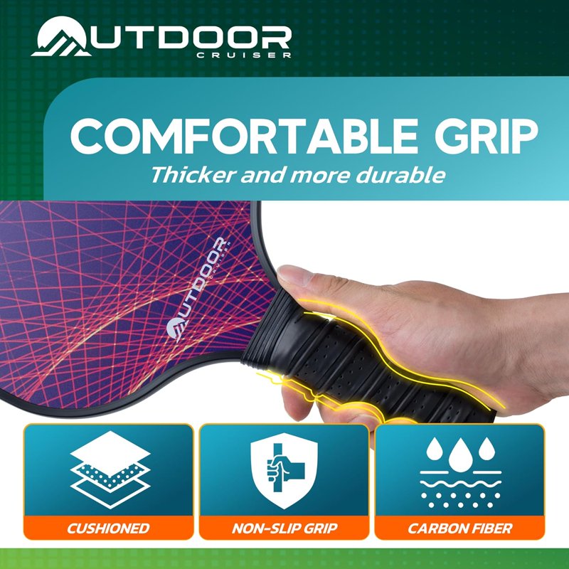 Variation of THIS listing: Outdoor Cruiser Pickleball Racket Set - Carbon Fiber Paddles, USAPA-Approved, Includes 2 Rackets, 4 Balls, Sling Bag, Grip Tapes - Teen