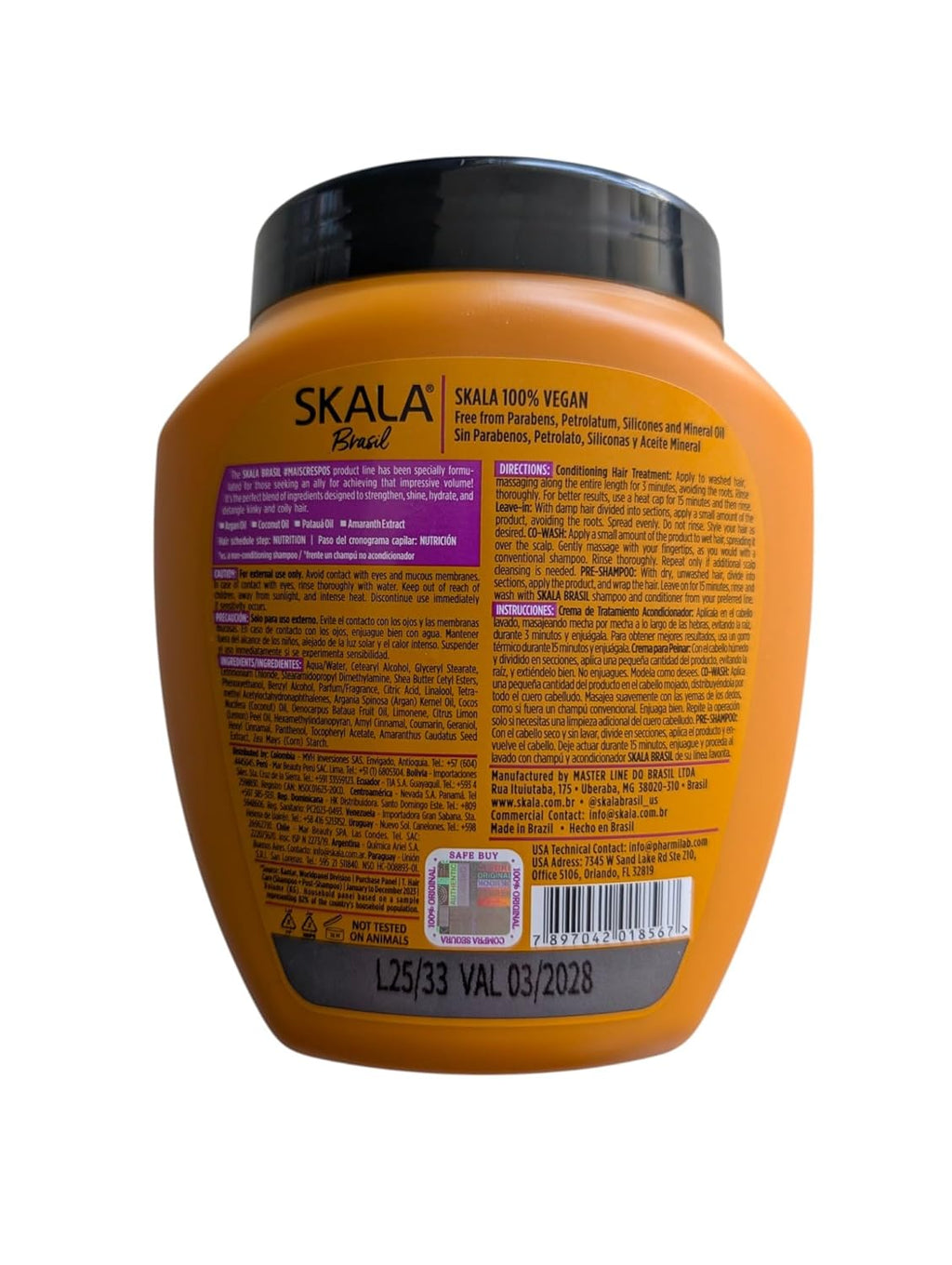 SKALA Mais Crespos Super Curly Hair Type 4ABC - Hydrate , Eliminate Frizz 2 IN 1 Conditioning Treatment Cream and Cream To Comb 35.2oz