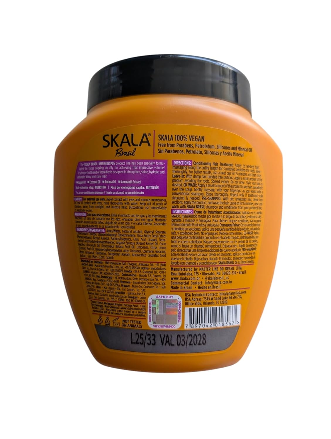 SKALA Mais Crespos Super Curly Hair Type 4ABC - Hydrate , Eliminate Frizz 2 IN 1 Conditioning Treatment Cream and Cream To Comb 35.2oz