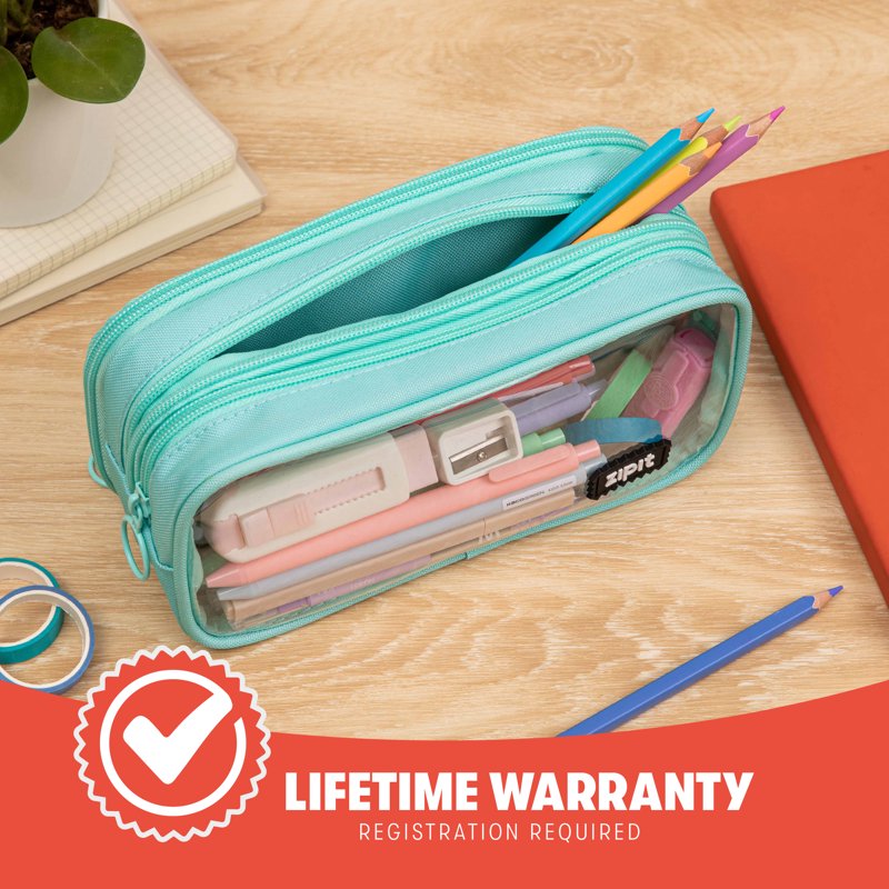 Large Capacity Double Compartment Pencil Case - Sturdy & Washable Organizer
