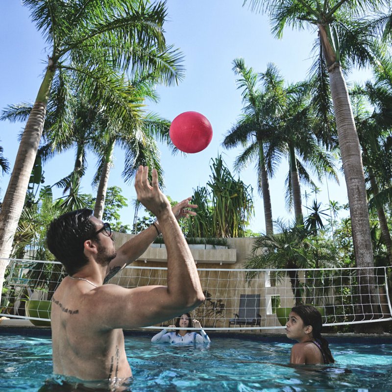 Water Volleyball Set for Pool - Regulation Size, Adjustable Net & Heavy-Duty Design