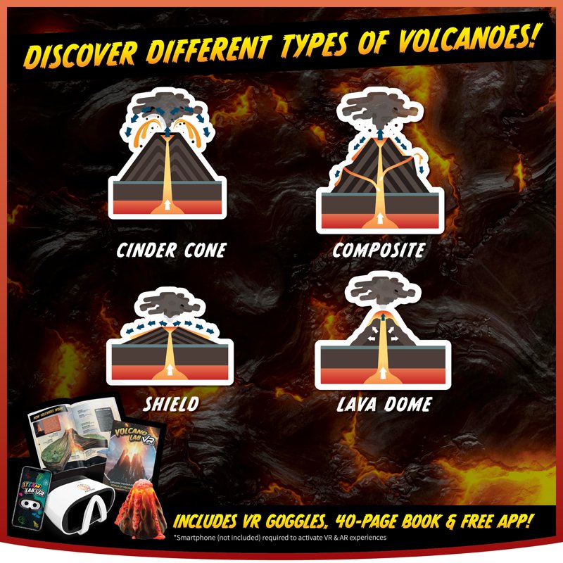 Kids VR Science Kit with Volcano Eruption and Virtual Reality Exploration