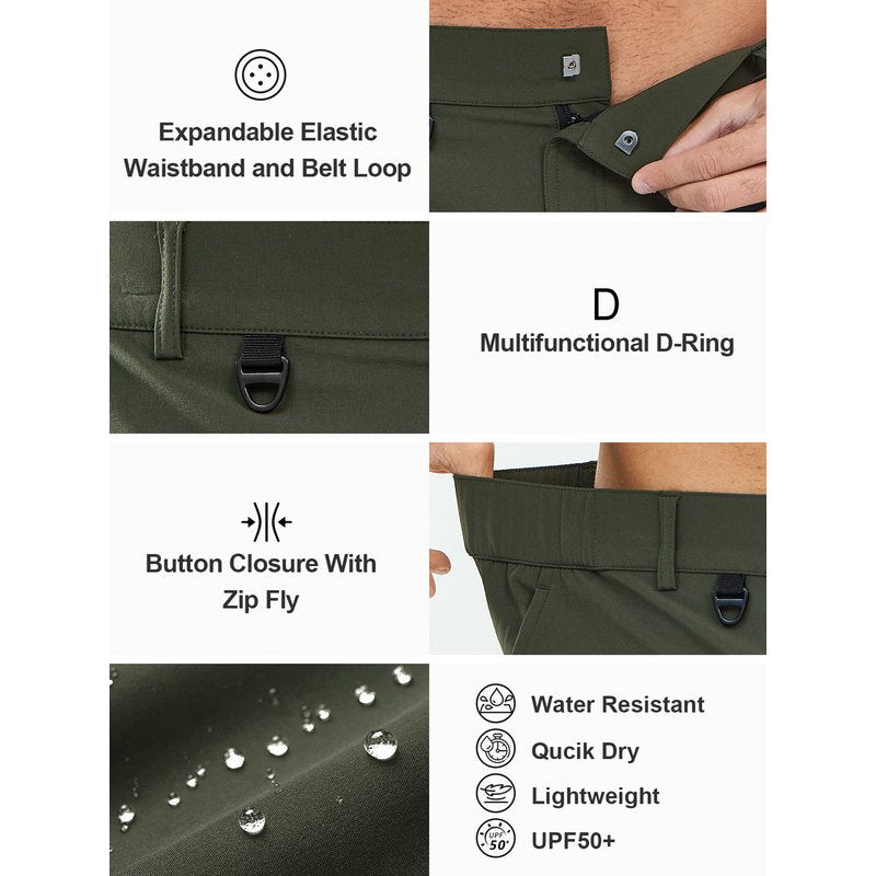 Men's 9-Inch Cargo Shorts - Multi-Function Hiking, Camping, Golf & Work