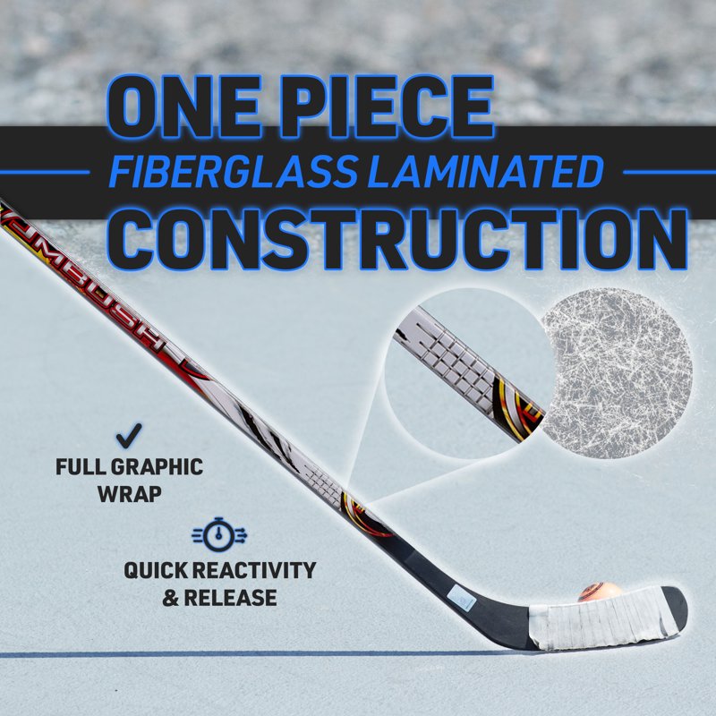 Youth Street Hockey Stick - Wooden & Fiberglass Shaft, ABS Blade, 46 Inch