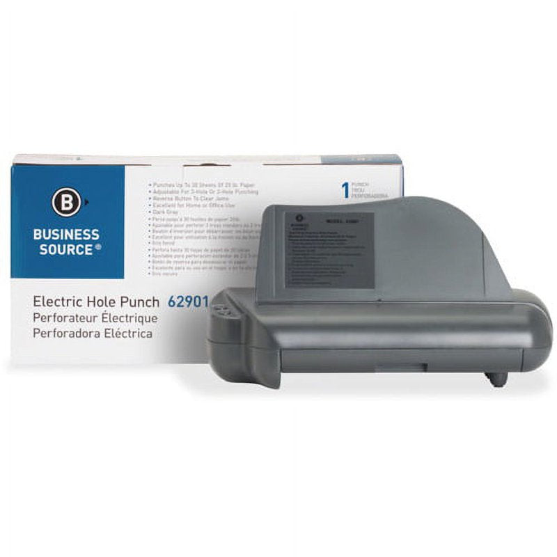 Electric 3-Hole Punch for Office Paper, Adjustable, Gray