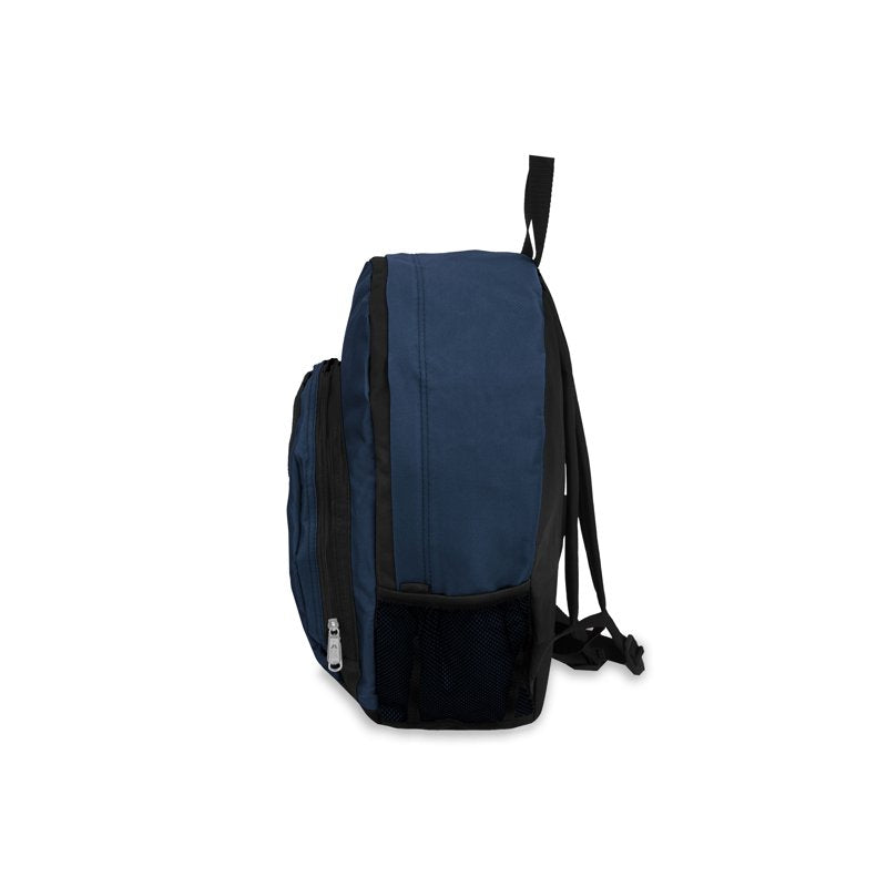 Unisex Travel Backpack with Front and Side Pockets - Navy Blue