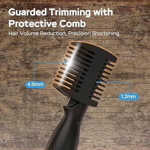 Eyebrow Trimmer, Facial Hair Trimmer Precision Detailer with Rinseable Blade, Battery Powered Double-Sided Eyebrow Razor with Comb, Compact Pen-Size Safe Painless Shaver for Chin Peach-Fuzz