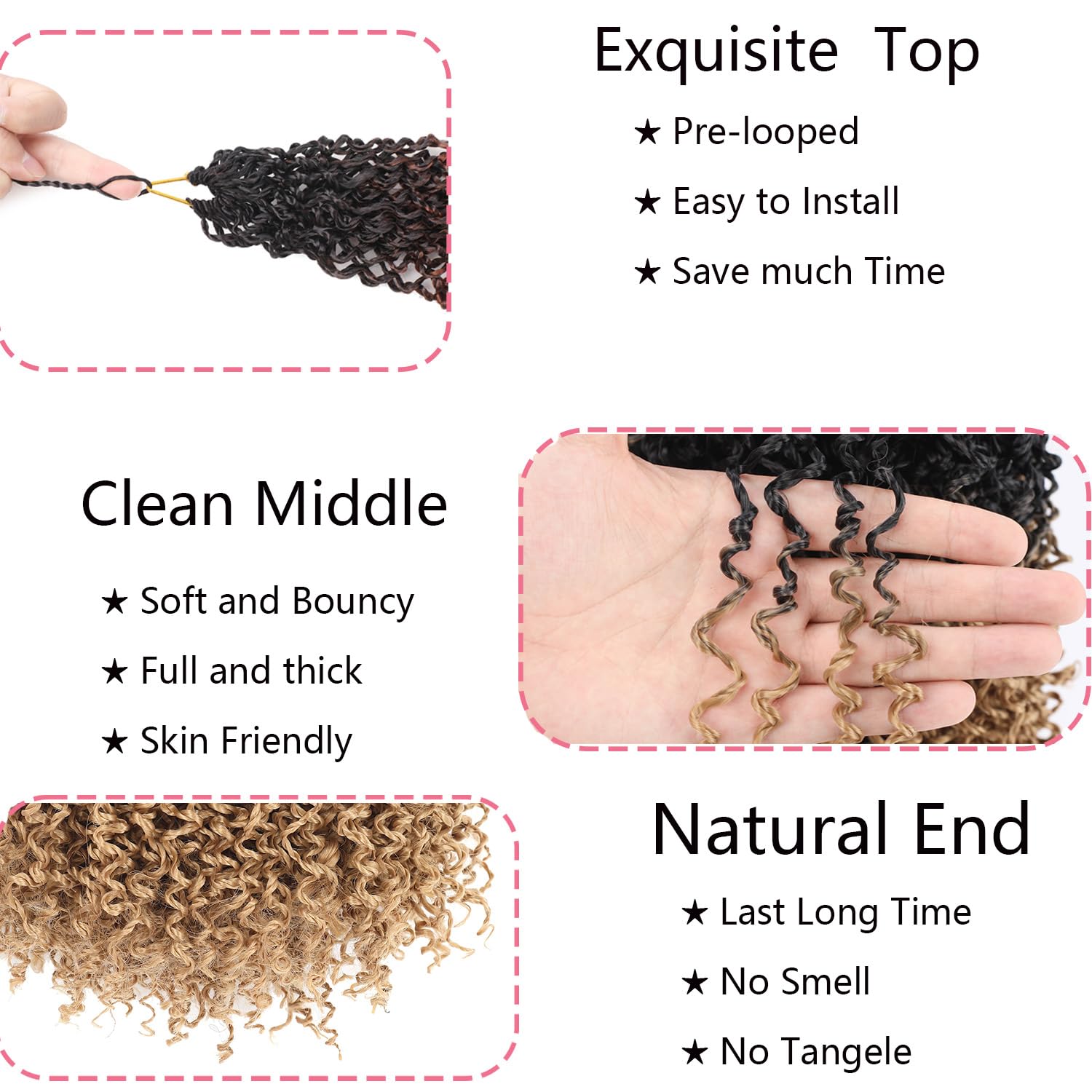 Yanky Twist Crochet Hair 14 Inch 9 Packs Passion Twist Crochet Hair Pre-twisted Fluffy Mini Crochet Twists Hair Crochet Braids Hair 1B/27#