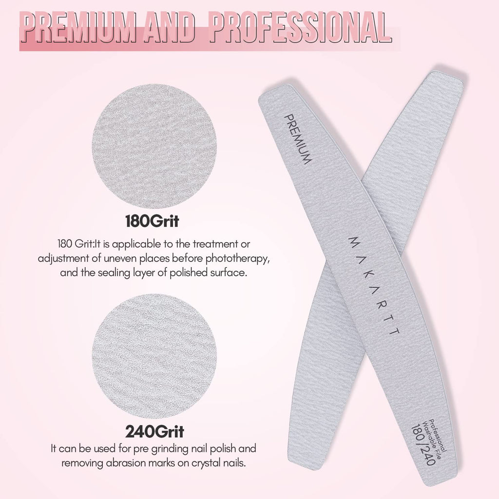 Makartt Nail File: 100/180 Grit Emery Boards for Nails, 10 Pcs Zebra Doubled Sides Coarse Fingernail Filer for Acrylic and Extension Gel Removal Manicure Kit Salon Home Use
