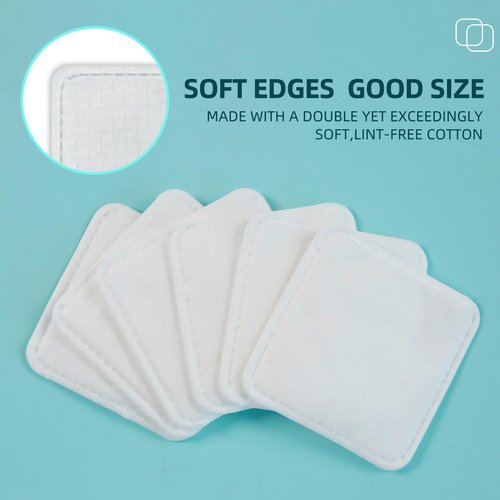 Premium Exfoliating Cotton Pads (60 Count) - 100% Cotton, Extra-Soft and Lint-Free, Durable Squares for Facial, Lip, and Eye Makeup Removal