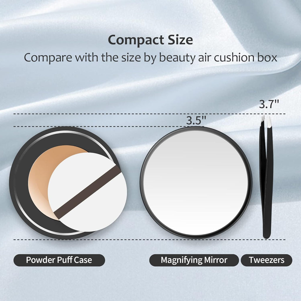 MIYADIVA 40X Magnifying Mirror, 3.5 Inch Round Compact Mirror with Suction Cup, Stainless Steel Tweezers, Perfect for Makeup, Eyebrows, Beards, Travel