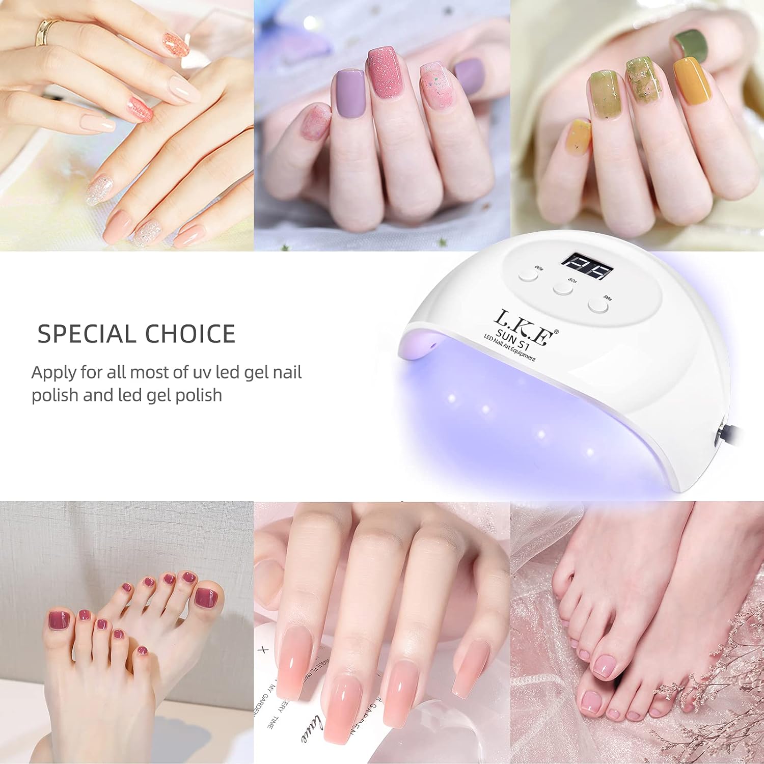 UV LED Nail Lamp, LKE Nail Dryer 72W Gel Nail Polish Curing Lamp UV Nail Lamp LED Nail Lamp for Gel Nail Polish Kit Nail Light Nail Art Accessories White