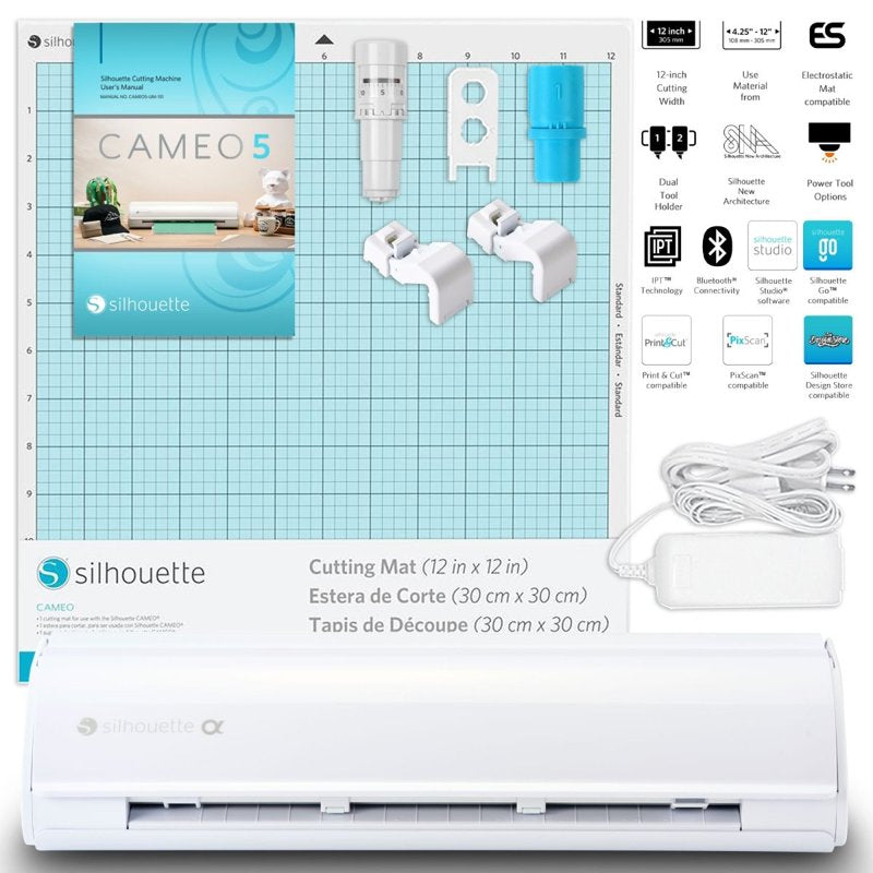Silhouette Cameo 5 Alpha Vinyl Cutting Machine Bundle with Accessories
