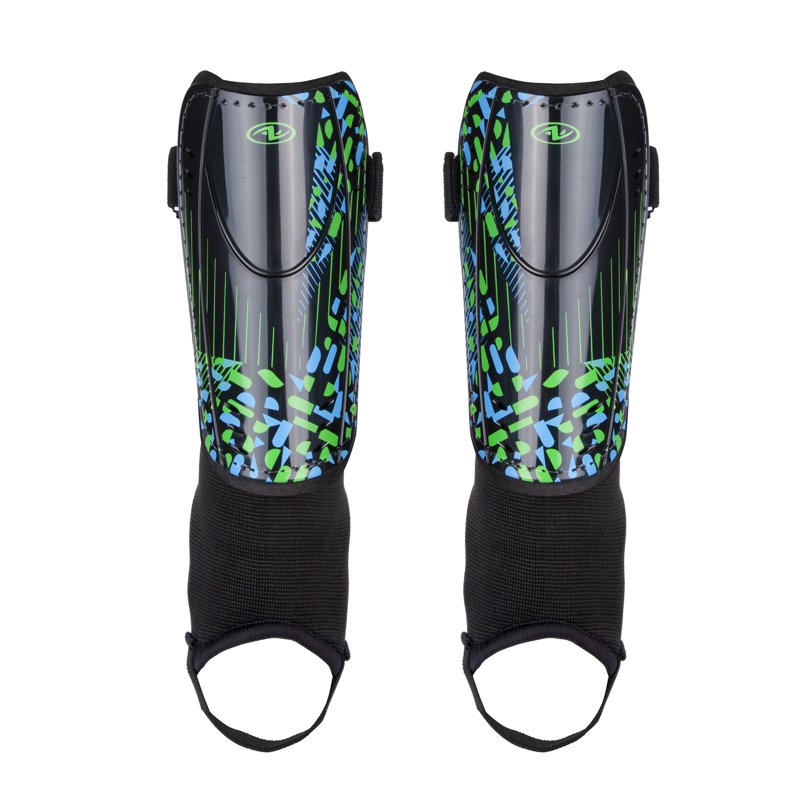 (2 Pack) Athletic Works XS Soccer Shin Guards for Kids - Durable PP Shell, Black/Blue/Green - Variation of THIS listing: 4, XS, Blue/Green
