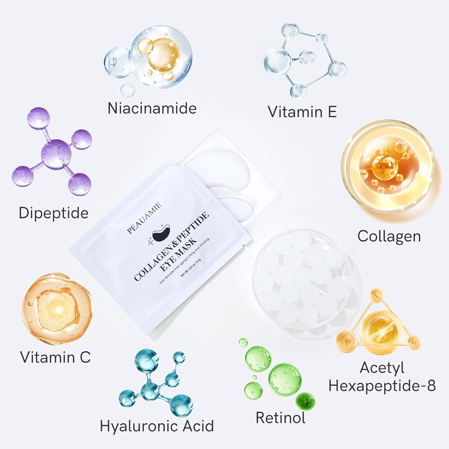 Under Eye Patches Gold and Hyaluronic Acid for puffy eyes,Rose Eye Masks for Dark Circles and Puffiness skin care Smooth Wrinkles products 30 Pairs